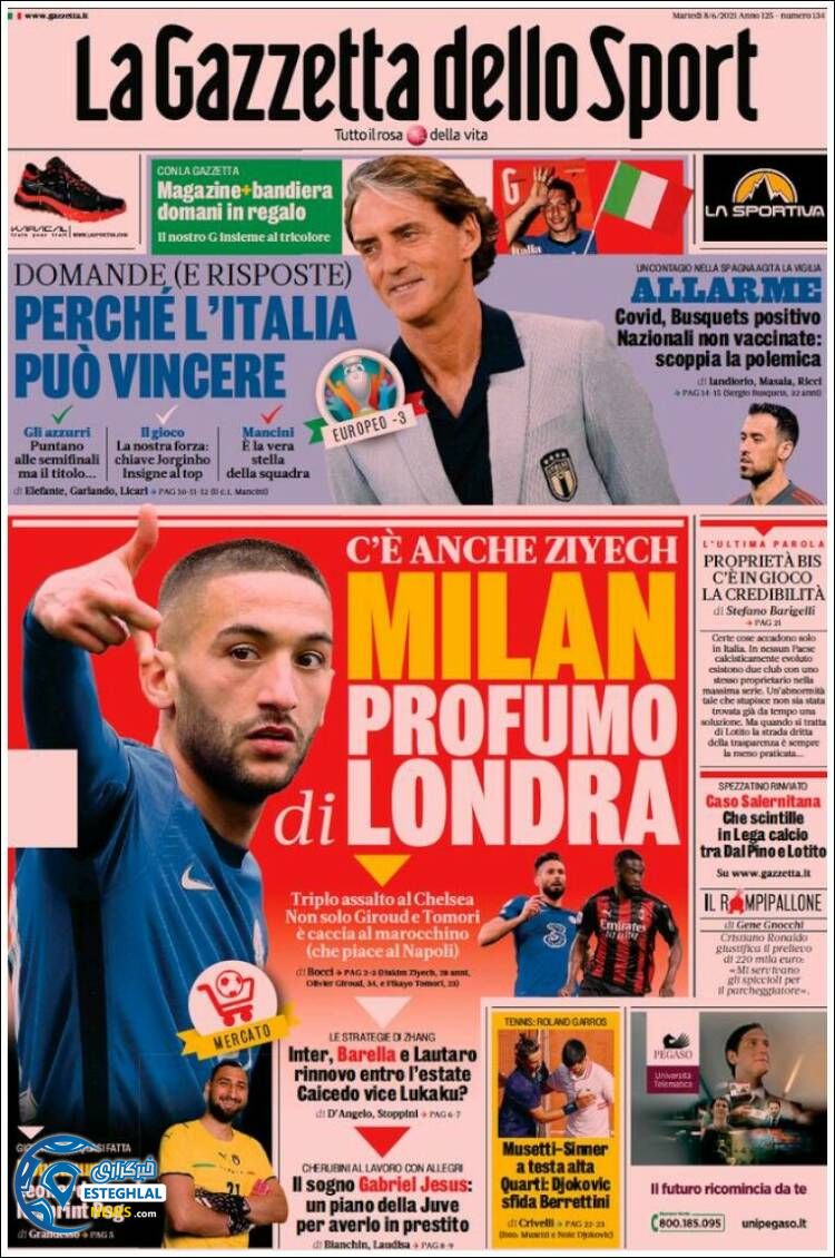 روزنامه ورزشی گاتزتا دلو اسپورت سه شنبه 18 خرداد 1400