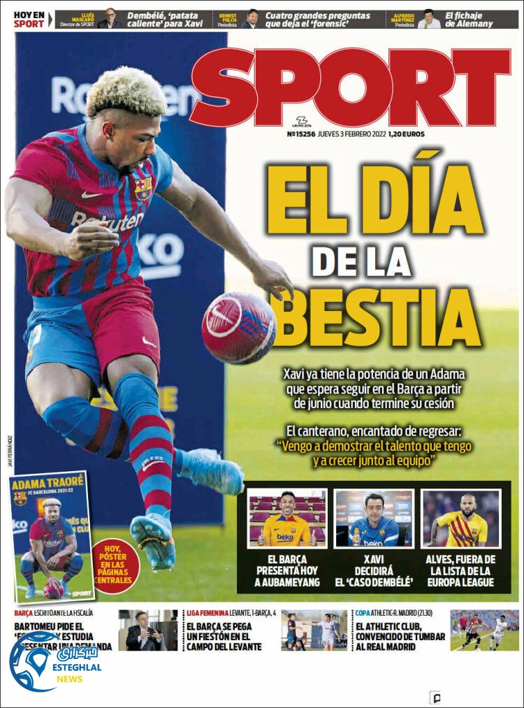 روزنامه ورزشی اسپورت پنجشنبه 14 بهمن 1400