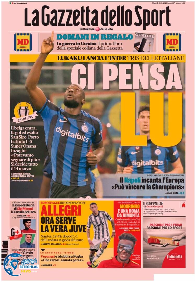 روزنامه  ورزشی گاتررتا دلو اسپورت پنجشنبه 4 اسفند 1401 