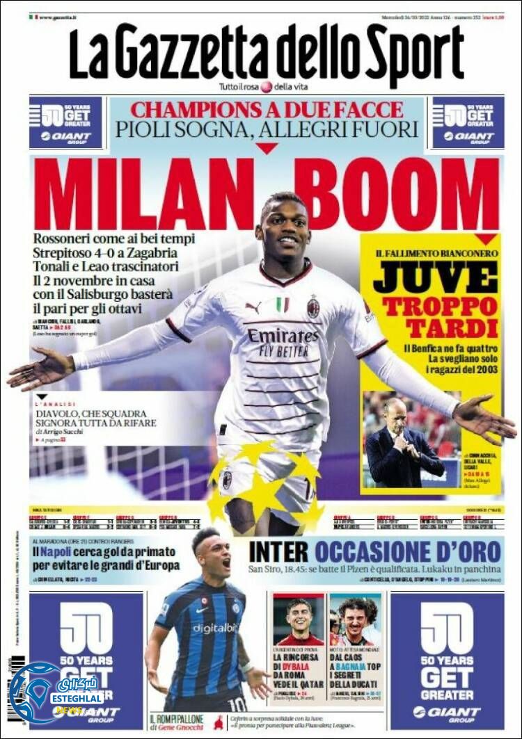 روزنامه  ورزشی گاتزتا دلو اسپورت چهارشنبه 4 آبان 1401 