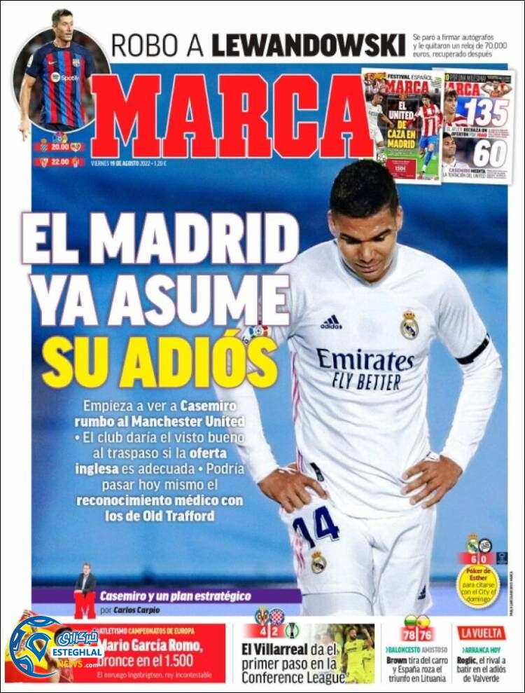 روزنامه ورزشی مارکا جمعه 28 مرداد 1401 