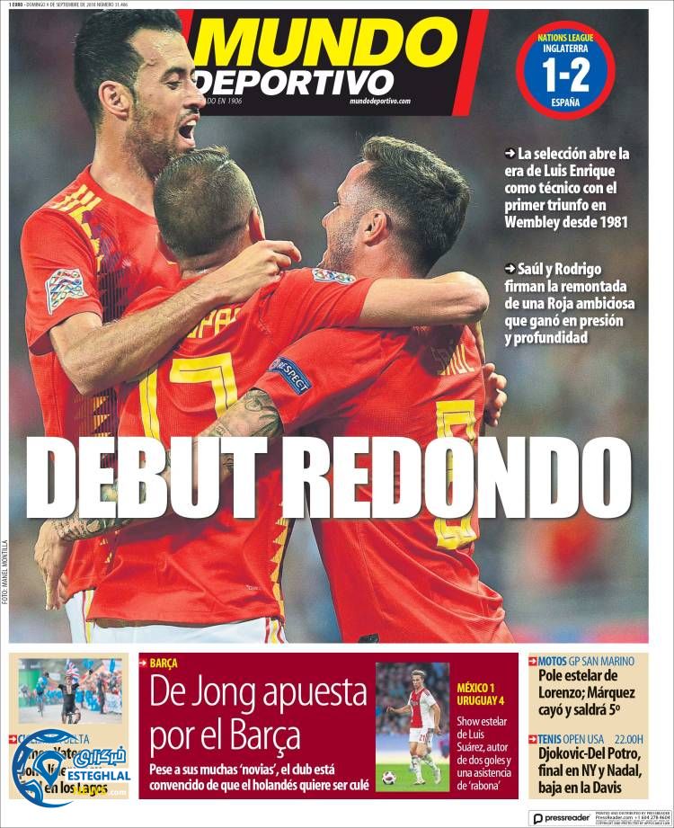 روزنامه ورزشی موندو دپورتیوو یکشنبه 18 شهریور 1397