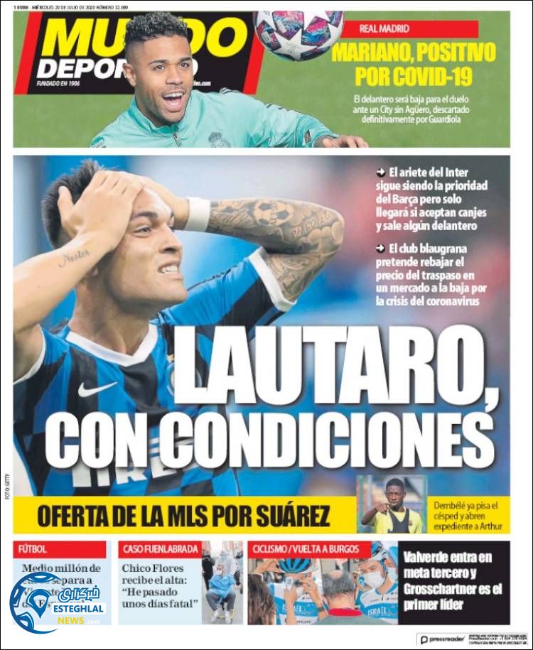 روزنامه ورزشی موندو دپورتیوو چهارشنبه 8 مرداد 1399