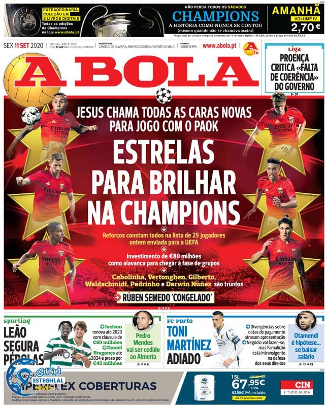 روزنامه ورزشی آبولا جمعه 21 شهریور 1399