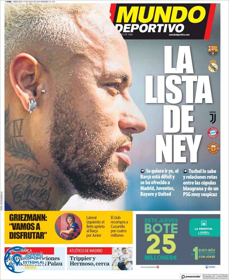 روزنامه ورزشی موندو دپورتیوو چهارشنبه 26 تیر 1398