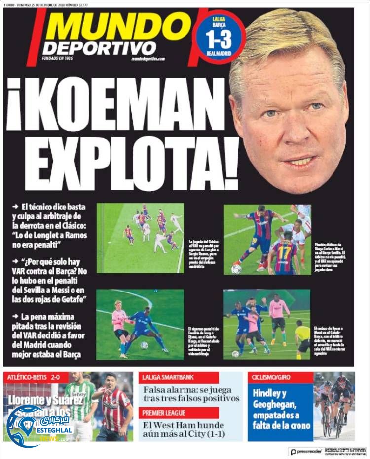 روزنامه ورزشی موندو دپورتیوو یکشنبه 4 آبان 1399