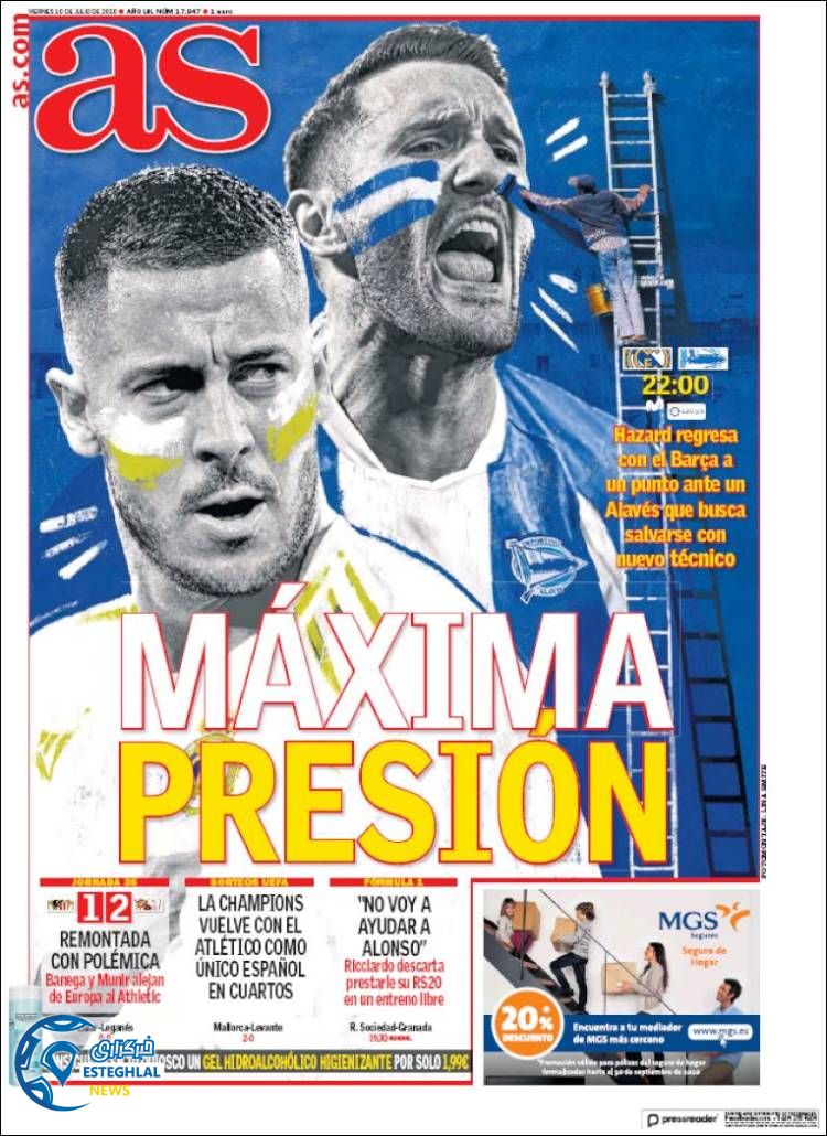 روزنامه ورزشی آاس جمعه 20 تیر 1399