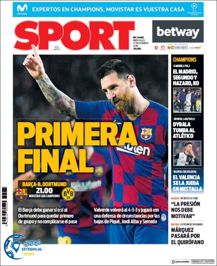 روزنامه ورزشی اسپورت چهارشنبه 6 آذر 1398