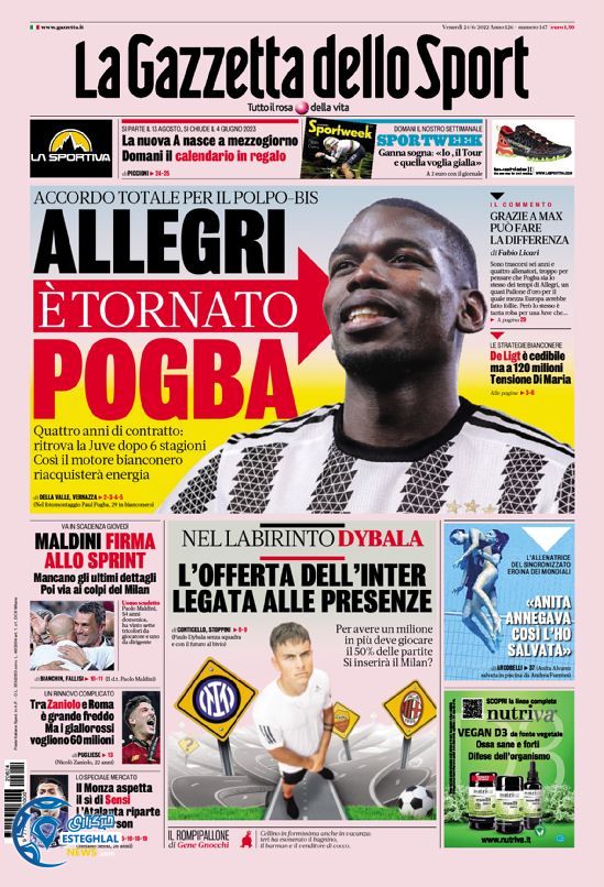 روزنامه ورزشی گاتزتا دلو اسپورت جمعه 3 تیر 1401