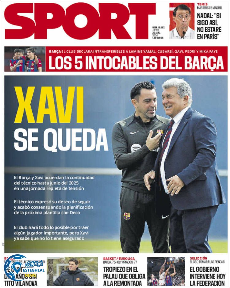 روزنامه ورزشی اسپورت پنجشنبه 6 اردیبهشت 1403 