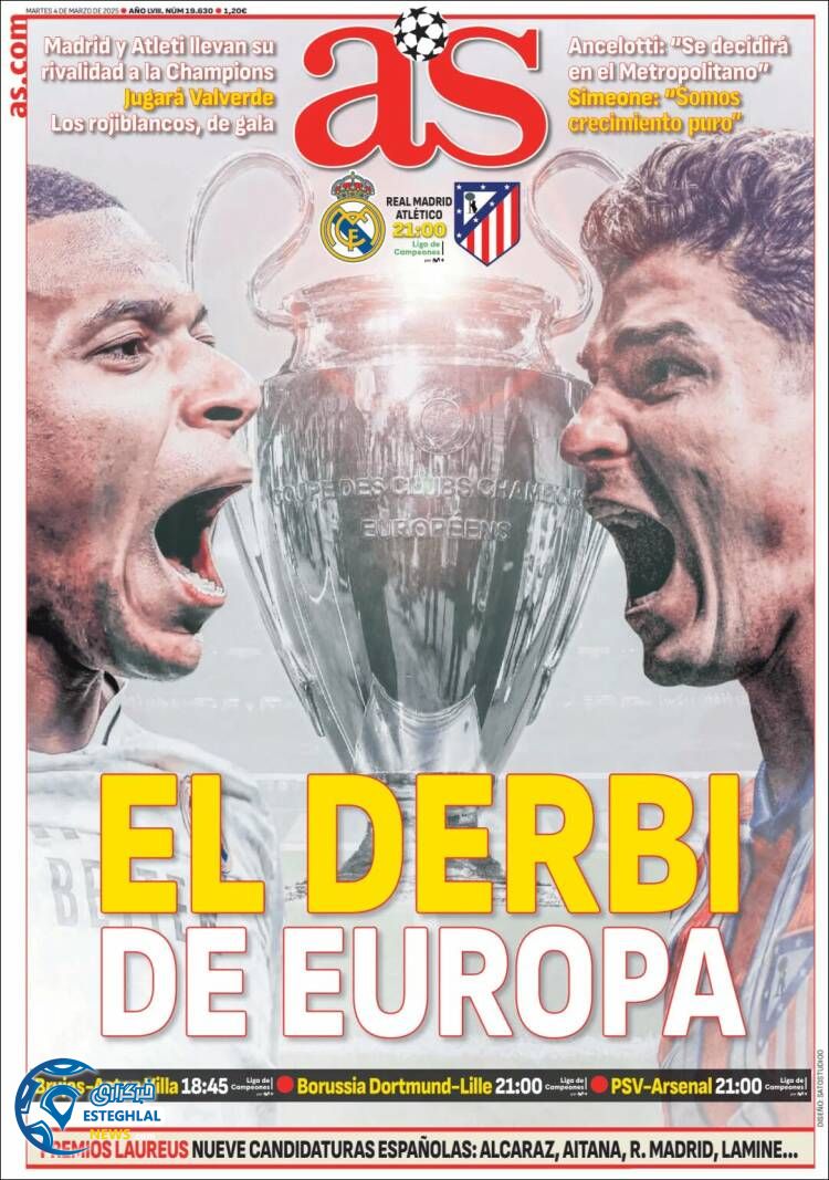 روزنامه  ورزشی آ اس سه شنبه 14 اسفند 1403 