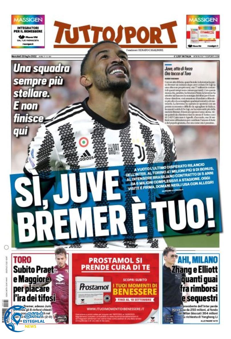 روزنامه ورزشی توتو اسپورت چهارشنبه 29 تیر 1401