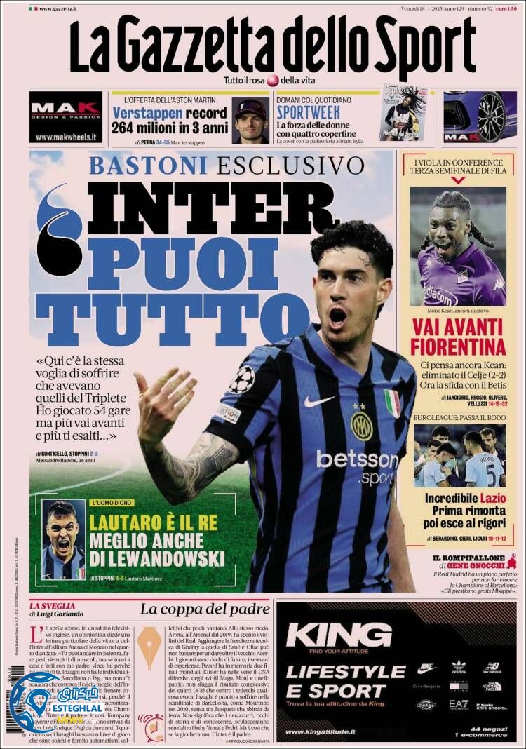 روزنامه ورزشی گاتزتا دلو اسپورت جمعه 29 فروردین 1404 