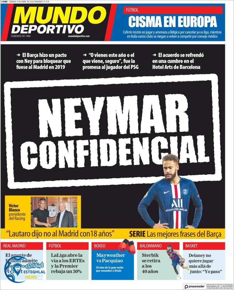 روزنامه ورزشی موندو دپورتیوو شنبه 16 فروردین 1399