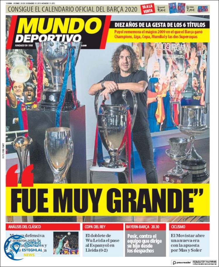 روزنامه ورزشی موندو دپورتیوو جمعه 29 آذر 1398