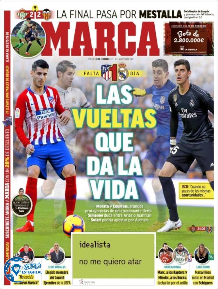 روزنامه ورزشی مارکا جمعه 19 بهمن 1397