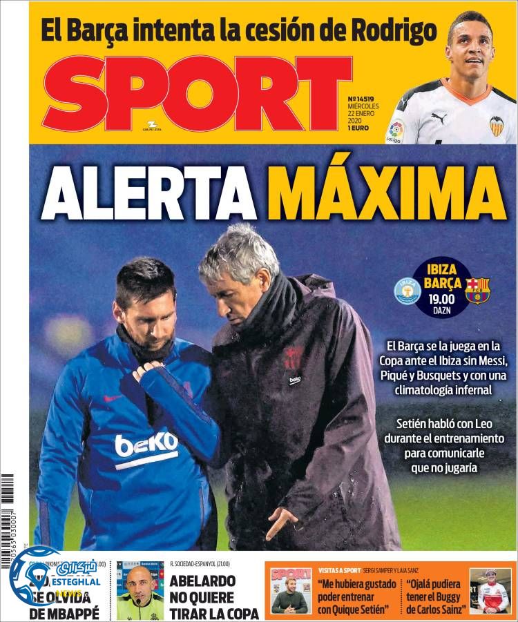 روزنامه ورزشی اسپورت چهارشنبه 2 بهمن 1398