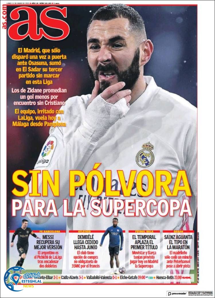 روزنامه ورزشی آاس دوشنبه 22 دی 1399