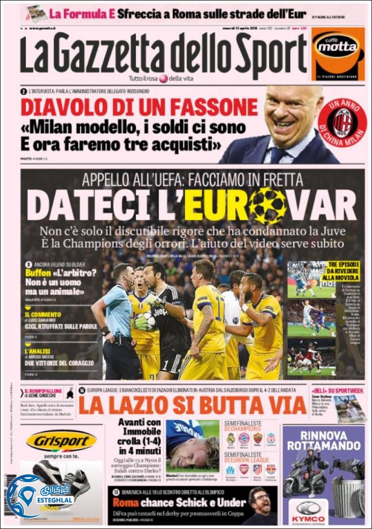 روزنامه ورزشی گاتزتا دلو اسپورت جمعه 24 فروردین 1397