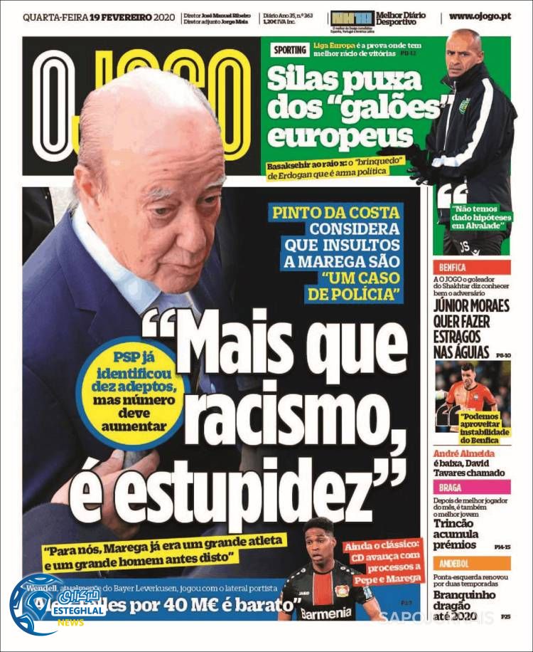 روزنامه ورزشی جوگو چهارشنبه 30 بهمن 1398