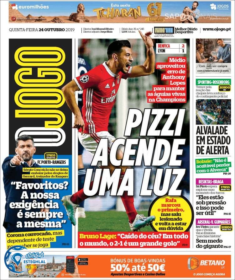 روزنامه ورزشی جوگو پنجشنبه 2 آبان 1398