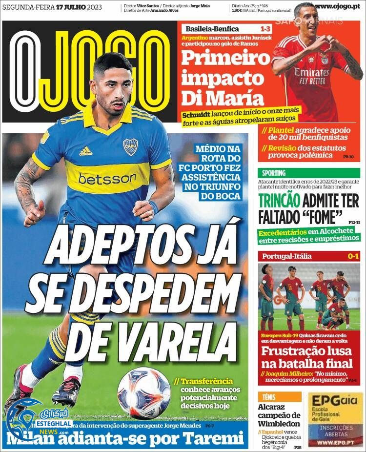 روزنامه ورزشی اوجوگو دوشنبه 26 تیر 1402 