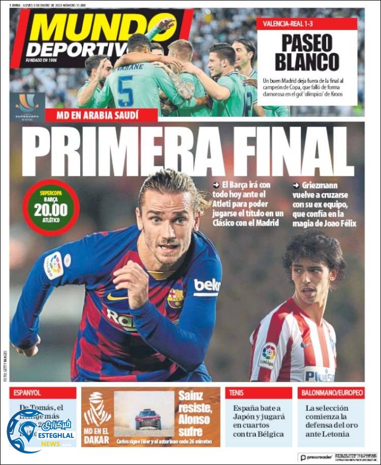 روزنامه ورزشی موندو دپورتیوو پنجشنبه 19 دی 1398