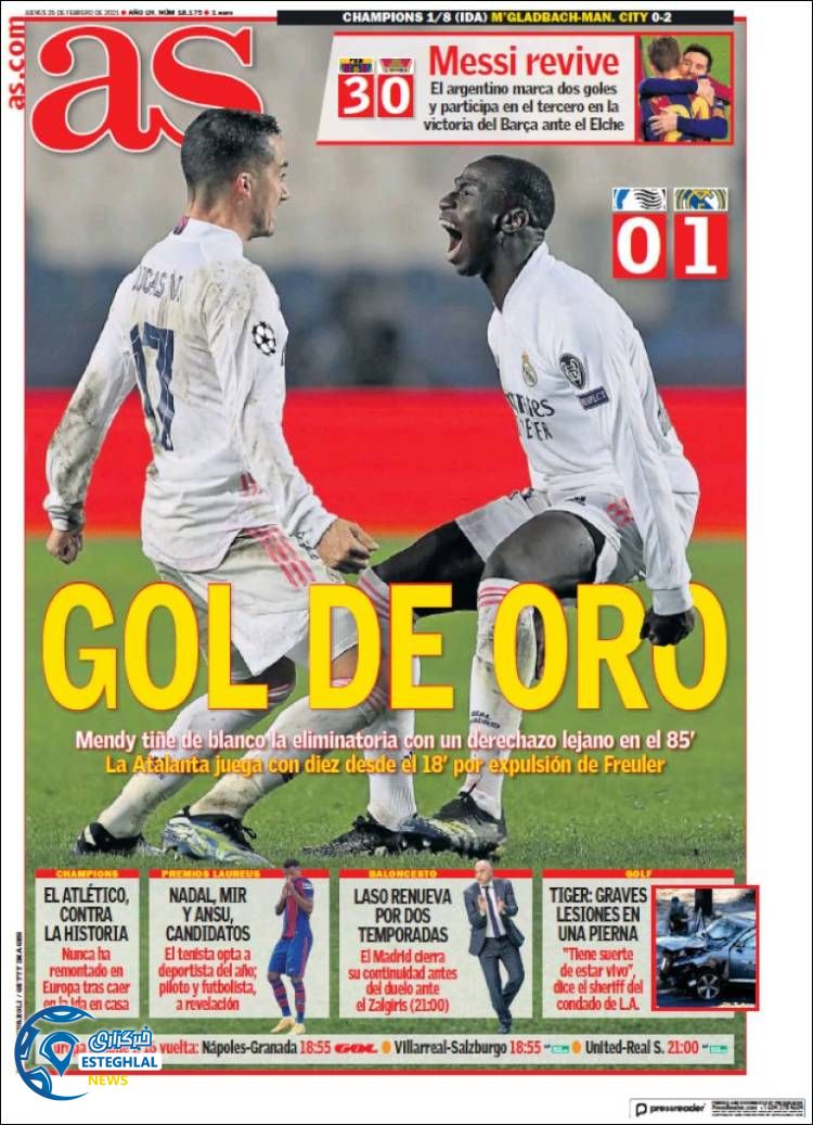 روزنامه ورزشی آاس پنجشنبه 7 اسفند 1399