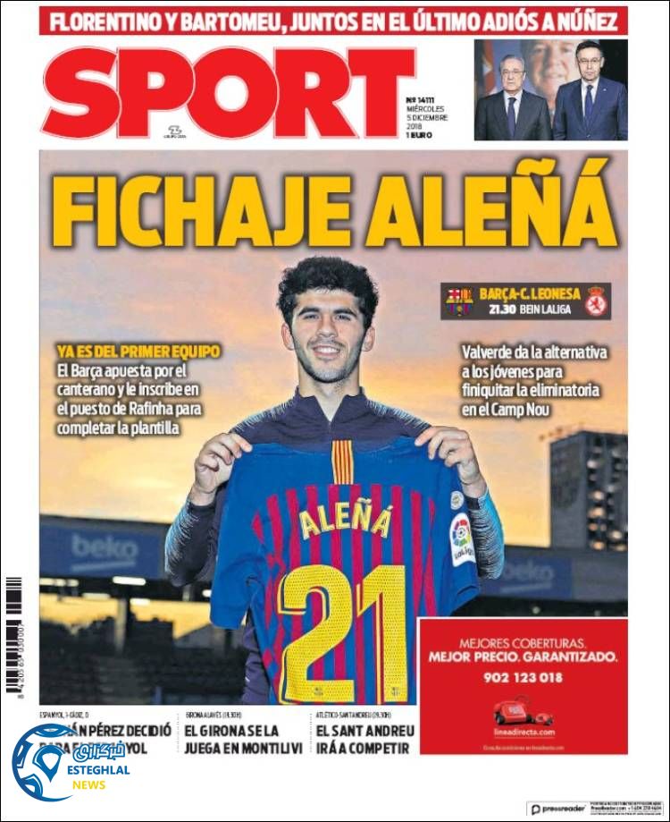 روزنامه ورزشی اسپورت چهارشنبه 14 آذر 1397