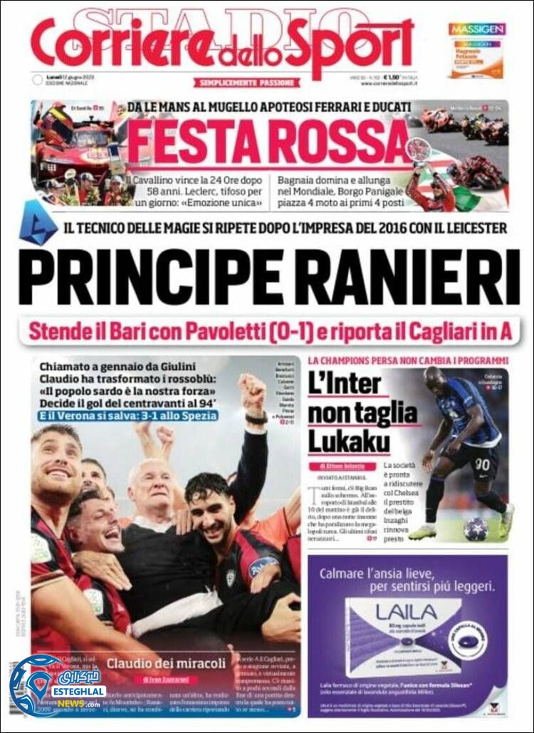 روزنامه ورزشی کوریره دلو اسپورت دوشنبه 22 خرداد 1402 