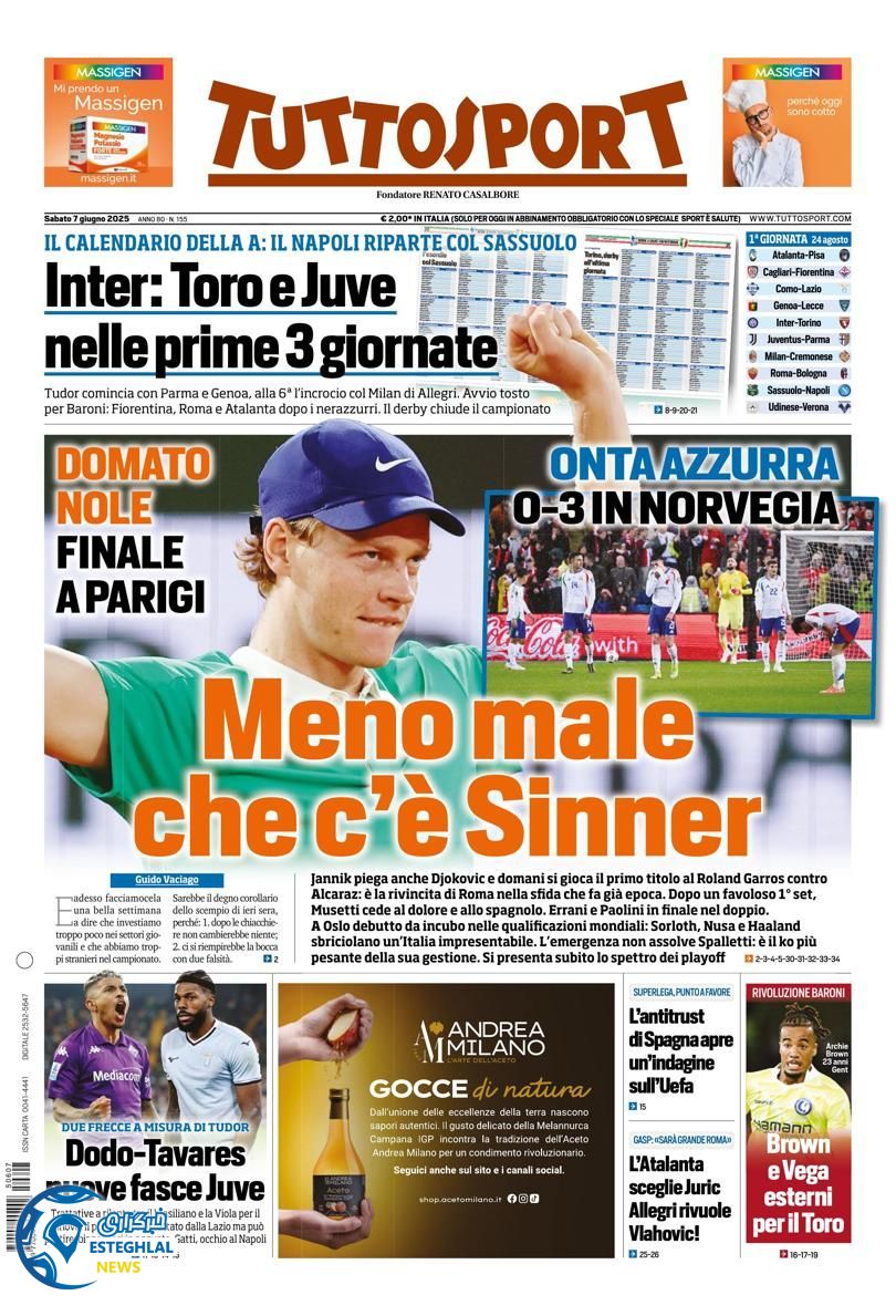 روزنامه ورزشی توتو اسپورت شنبه 17 خرداد 1404  