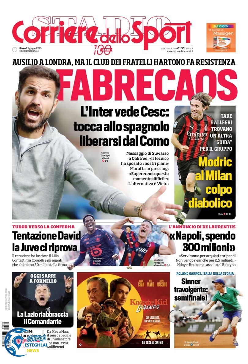 روزنامه ورزشی کوریره دلو اسپورت پنجشنبه 15 خرداد 1404 