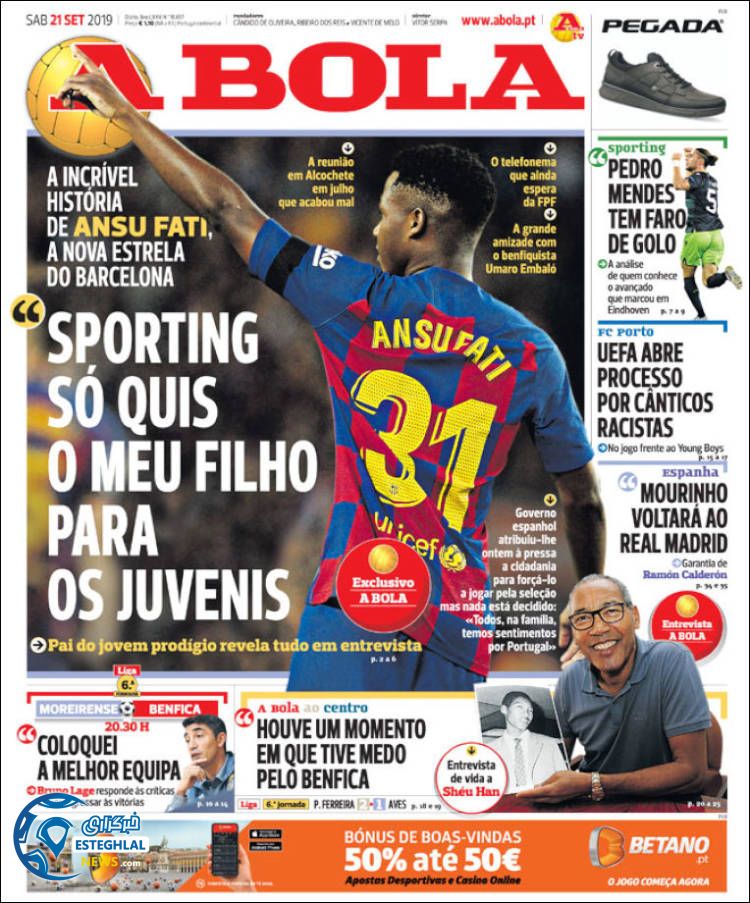 روزنامه ورزشی آبولا شنبه 30 شهریور 1398