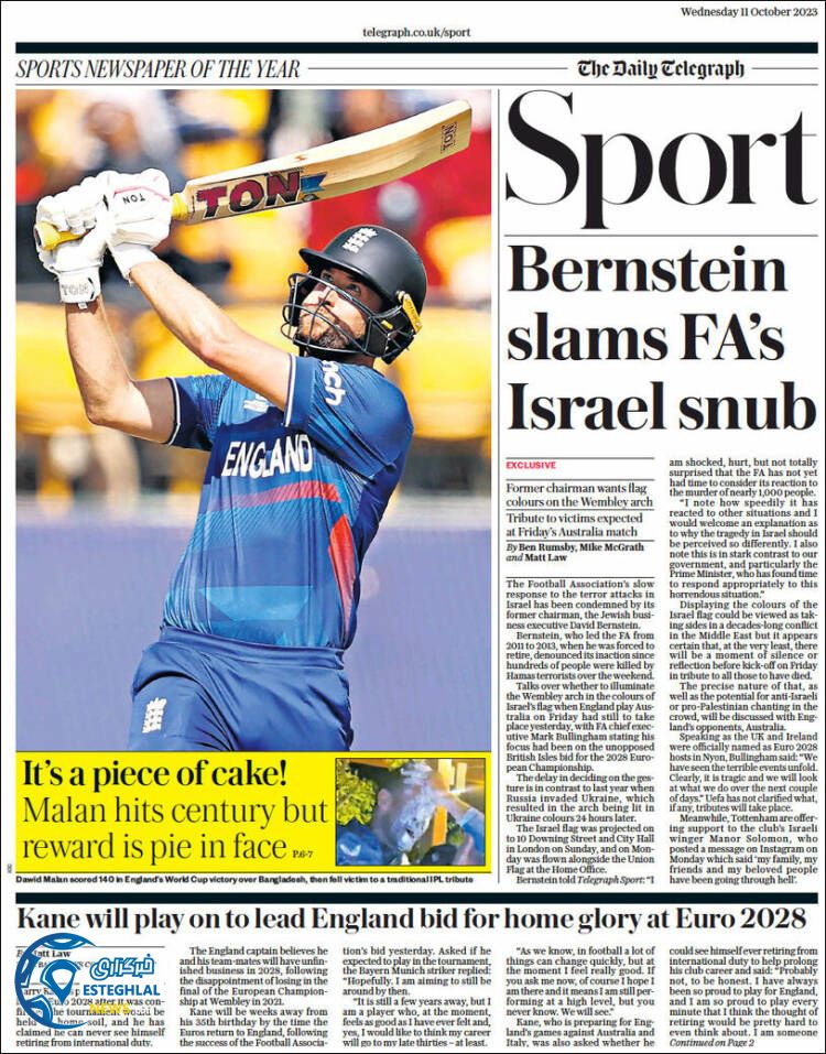 روزنامه ورزشی تلگراف اسپورت چهارشنبه 19 مهر 1402 