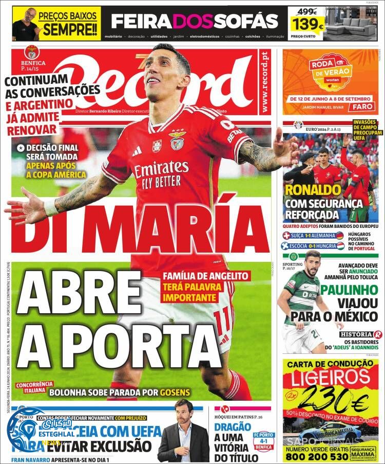 روزنامه  ورزشی رکورد دوشنبه 4 تیر 1403