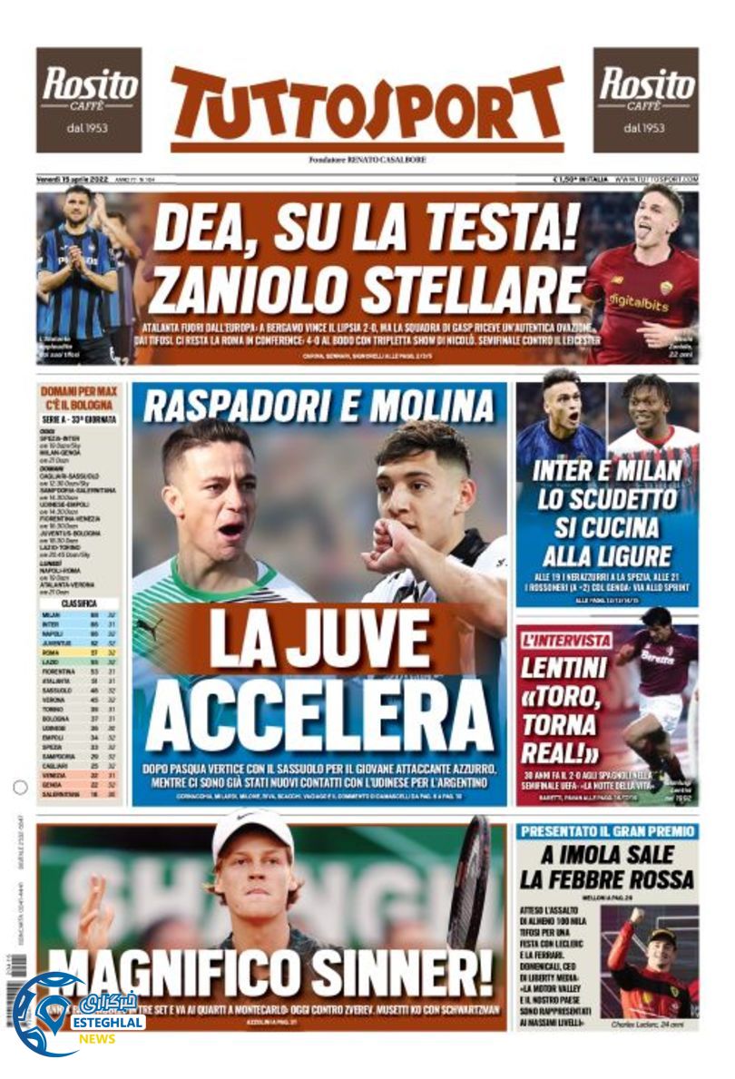 روزنامه ورزشی توتو اسپورت جمعه 26 فروردین 1401