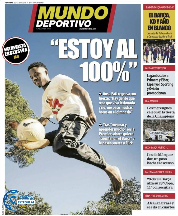 روزنامه ورزشی موتدو دپورتیوو دوشنبه 14خرداد 1403 