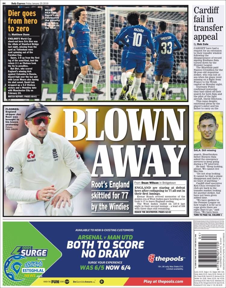 روزنامه ورزشی اکسپرس اسپورت جمعه 5 بهمن 1397