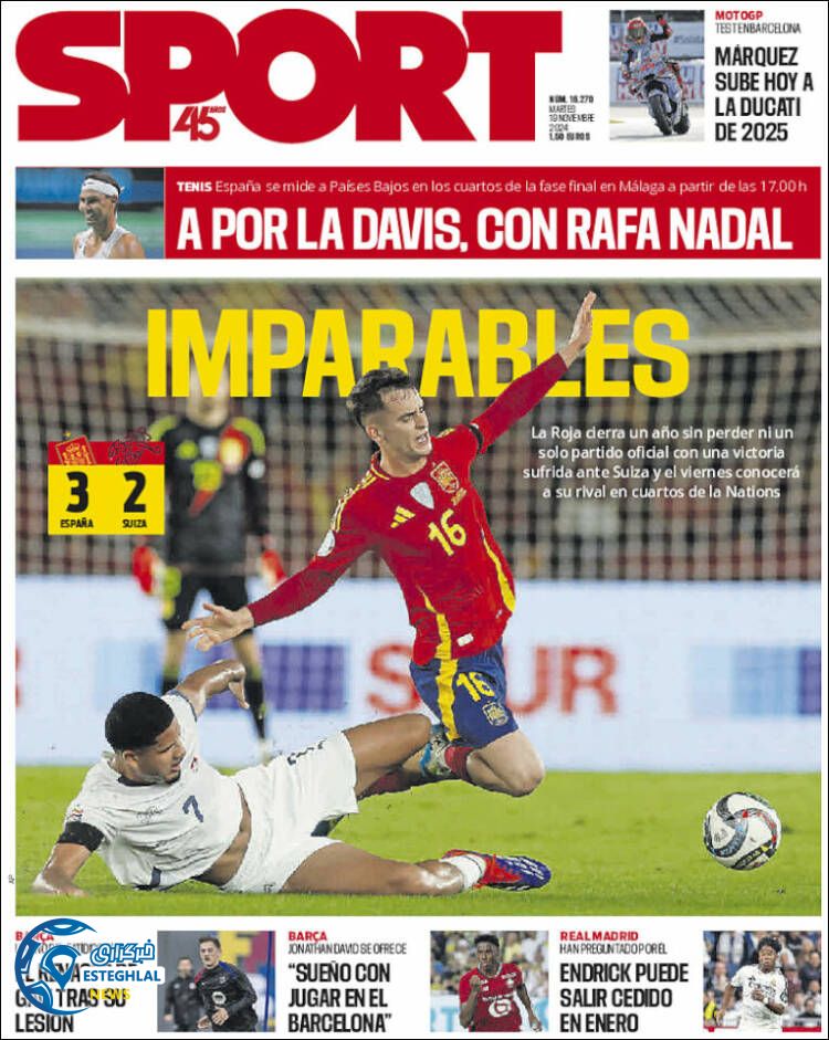 روزنامه ورزشی  اسپورت سه شنبه 29 آبان 1403 