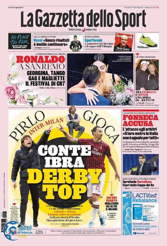 روزنامه ورزشی گاتزتا دلو اسپورت جمعه 18 بهمن 1398