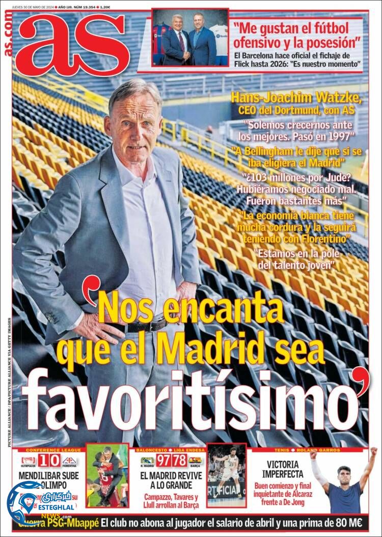 روزنامه ورزشی آ اس پنجشنبه 10 خرداد 1403 