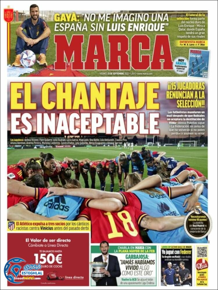 روزنامه ورزشی مارکا جمعه 1 مهر 1401