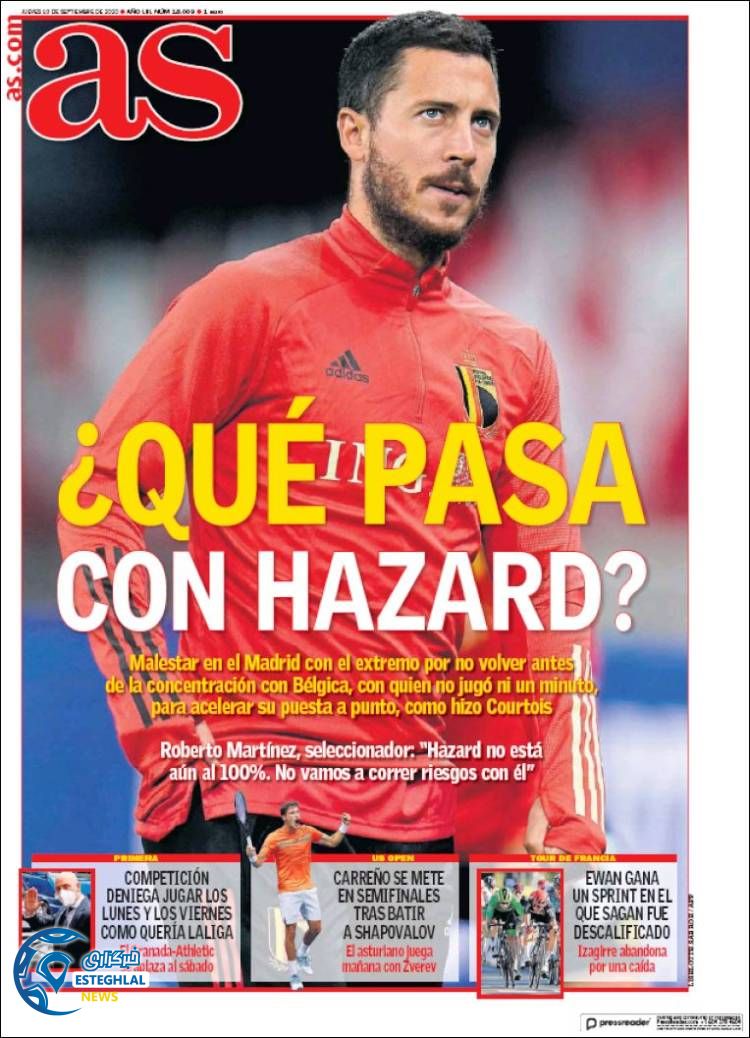 روزنامه ورزشی آاس پنجشنبه 20 شهریور 1399