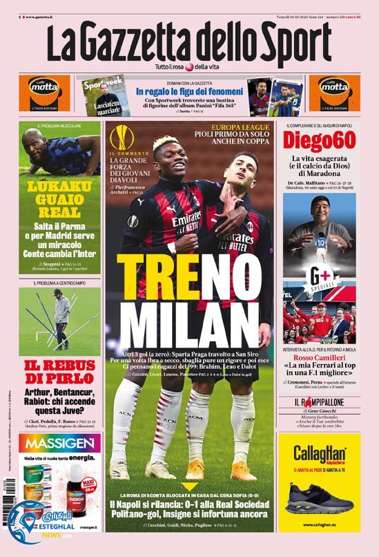 روزنامه ورزشی گاتزتا دلو اسپورت جمعه 9 آبان 1399