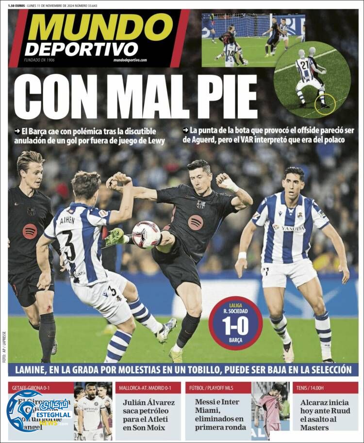 روزنامه  ورزشی موندو دپورتیوو دوشنبه 21 آبان 1403 