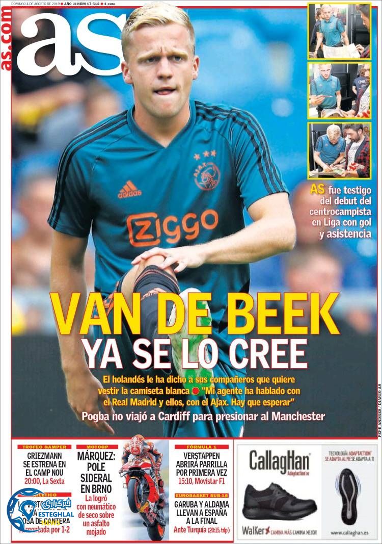 روزنامه ورزشی آاس یکشنبه 13 مرداد 1398