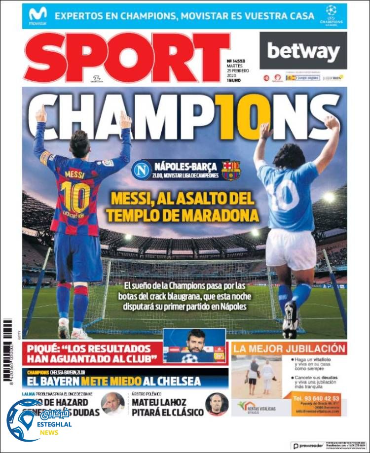 روزنامه ورزشی اسپورت سه شنبه 6 اسفند 1398