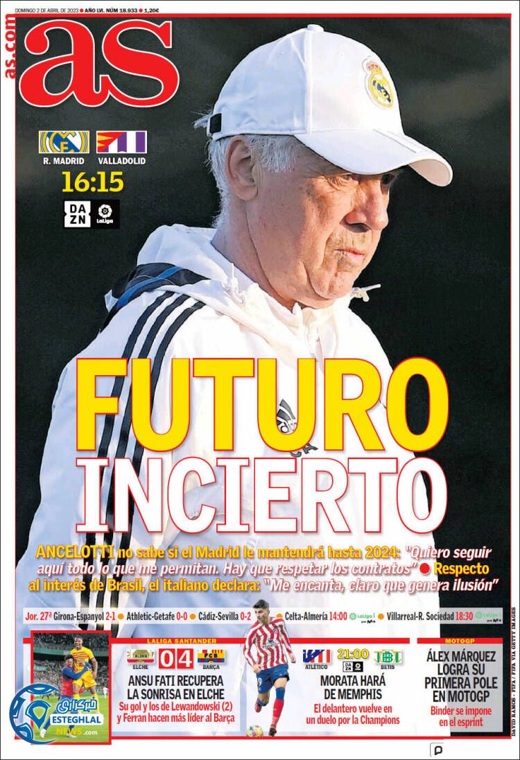 روزنامه ورزشی آ اس یکشنبه 13 فروردین 1402 