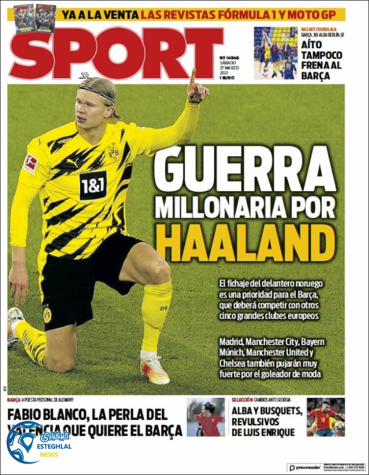 روزنامه ورزشی اسپورت شنبه 7 فروردین 1400