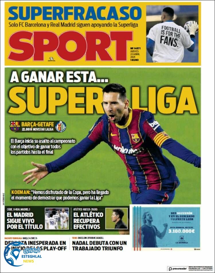 روزنامه ورزشی اسپورت پنجشنبه 2 اردیبهشت 1400